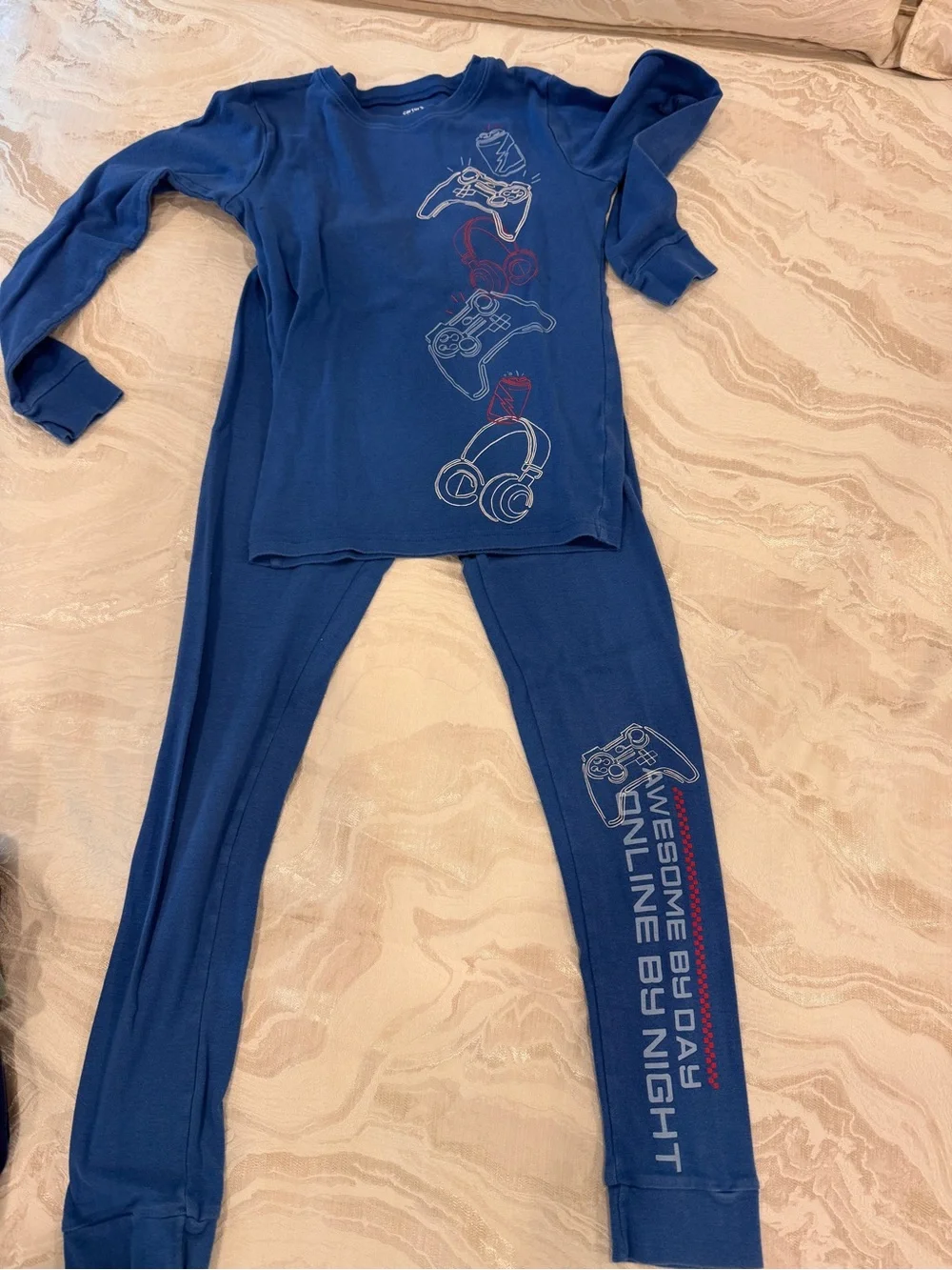 GAP Boys Solid Blue, Olive Long-Sleeve Pajama Set (3 pairs PJs) (1) Carters blue